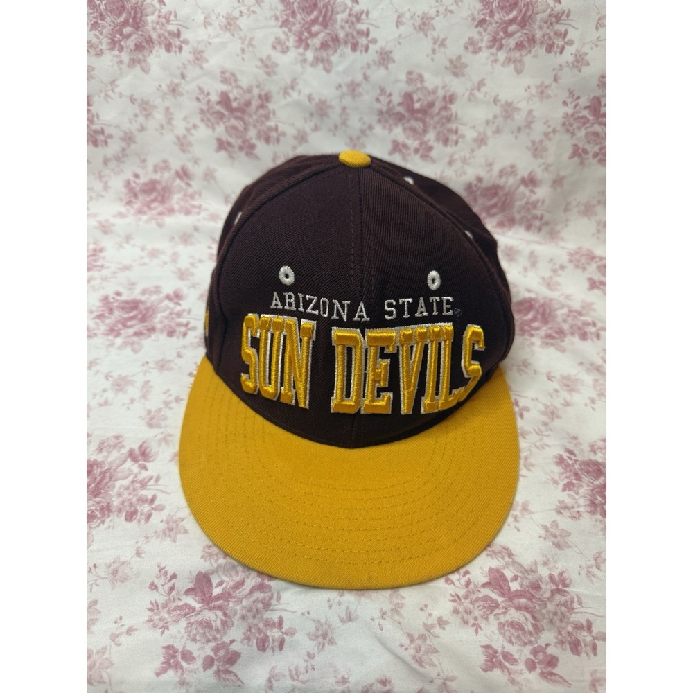 Vintage Arizona State Sun Devils Zephyr Snapback Hat Maroon Gold NCAA